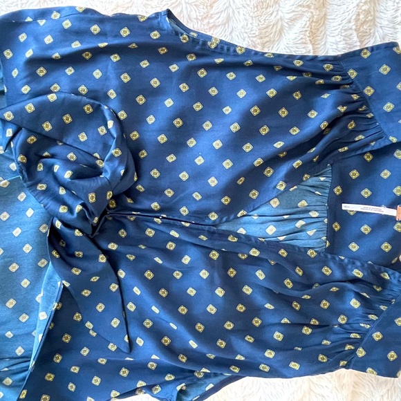 Blue front tie Free People blouse - Picture 4 of 4